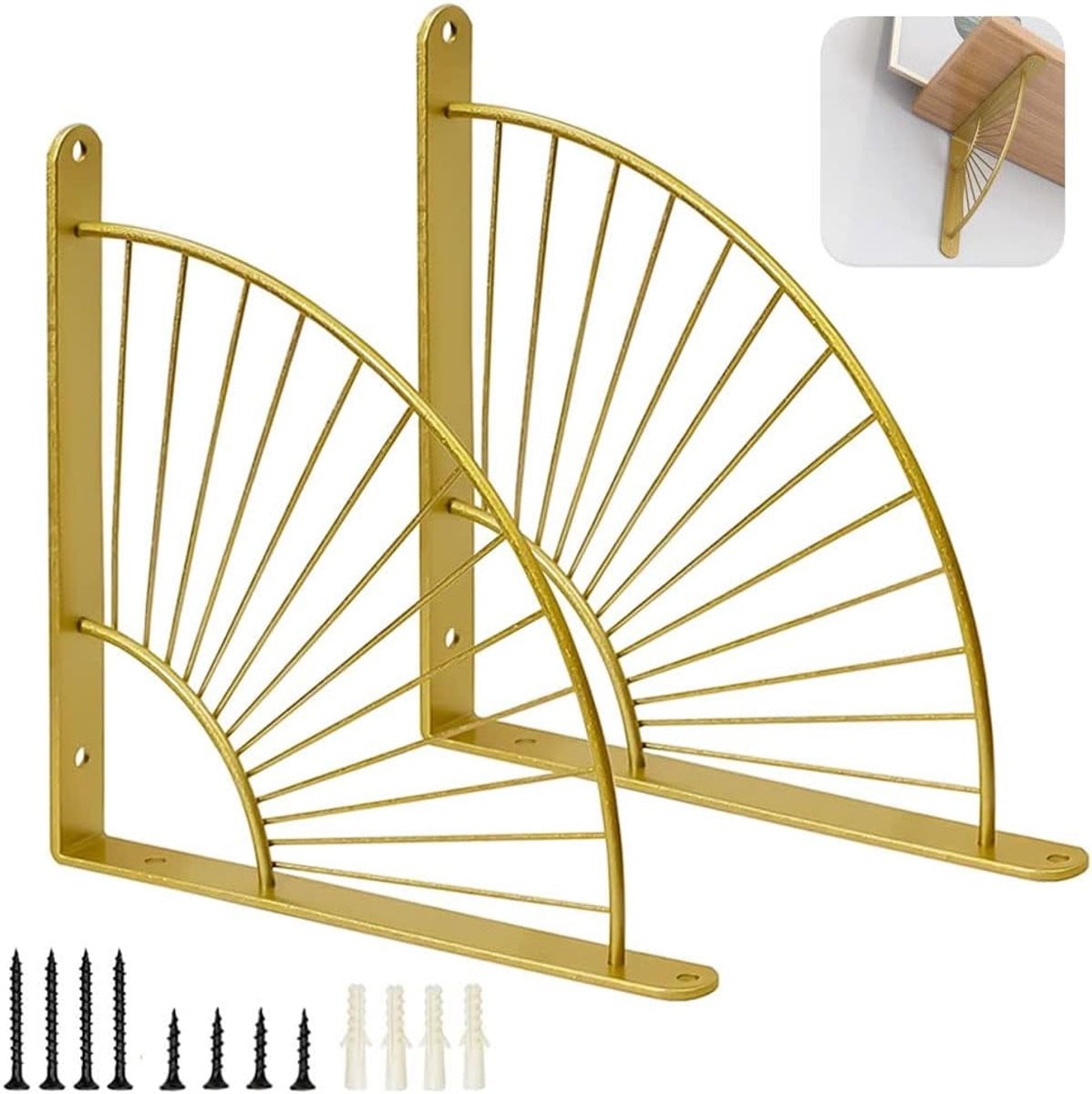Gouden Wandplank Houders voor Decoratie - Driehoekige Stabiliteit - 20x20 cm