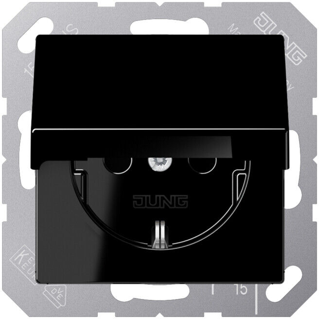 Jung Prise SCHUKO 16A 250V avec couvercle rabattable A 1520 KL SW (A1520KLSW)