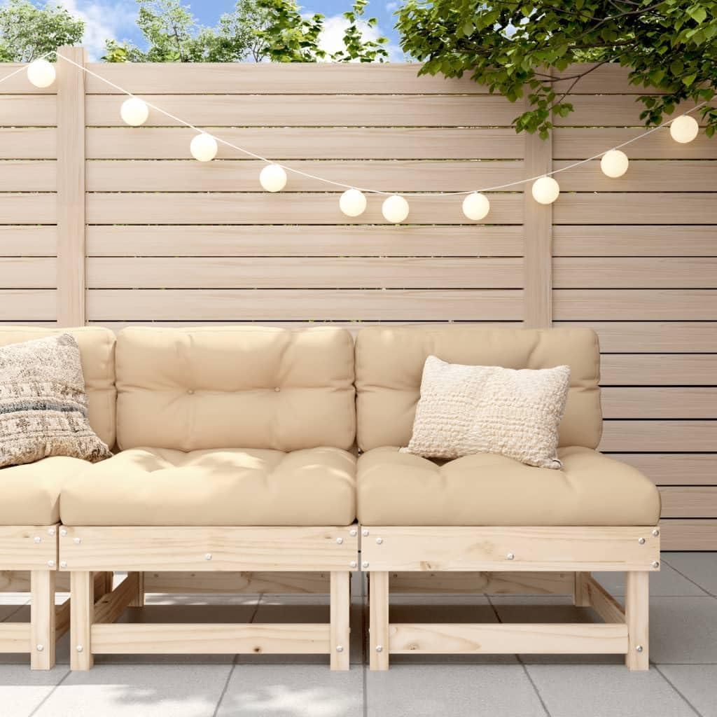Outdoor-Sitzgruppe aus massivem Kiefernholz mit 2 Garten-Mittelsofas