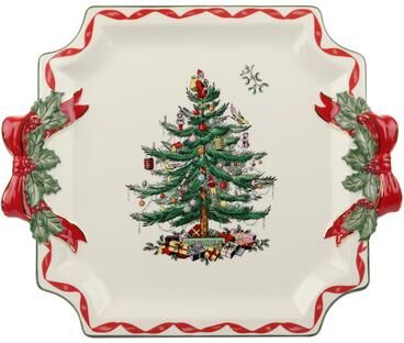 Spode Christmas Tree Ribbons Square Platter - 11.5 in