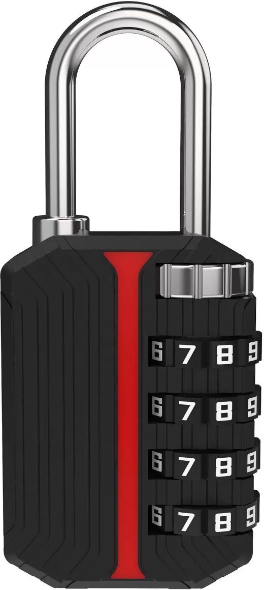 INF Cadenas à combinaison - Cadenas en alliage de zinc pour bagages et casiers de salle de sport, avec anse en acier, résistant Noir + Rouge