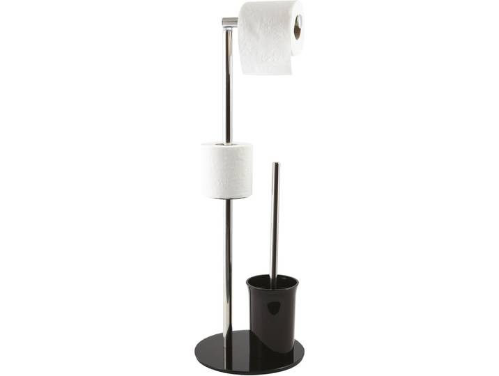MSV WC Borstel met Rolhouder - Vrijstaand - Toilet Borstel met Rolhouder - Metaal met Glas - Zwart