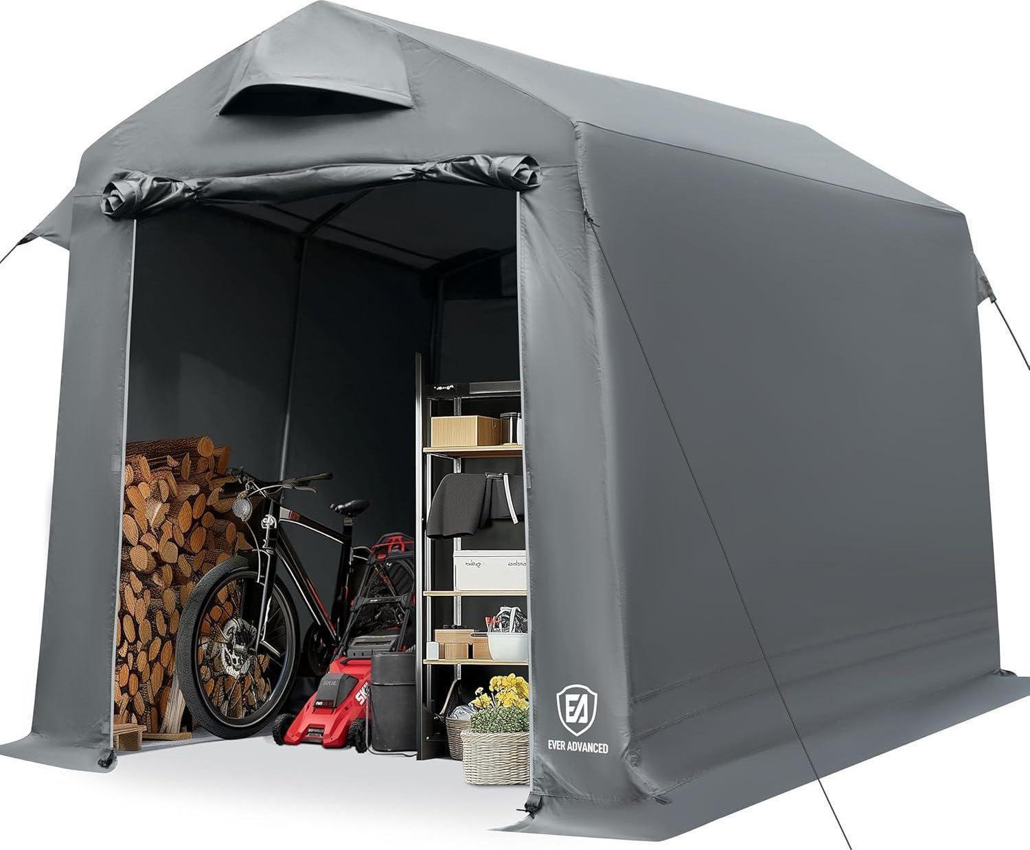 Gerätezelt 190x230x225cm mit Belüftung, wasserdicht, Fahrradgarage, Grau