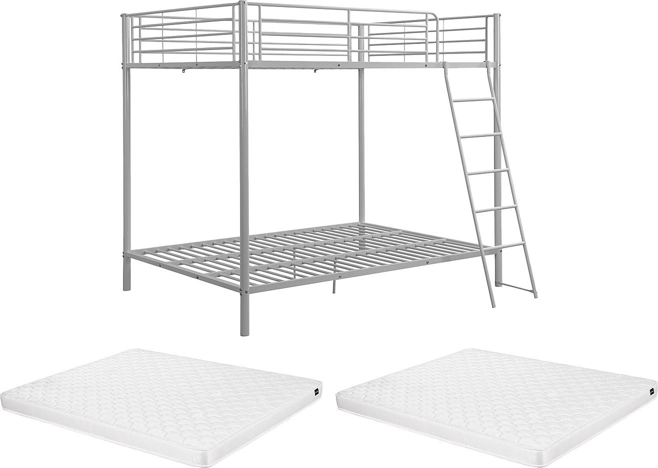 Etagenbett + Matratze - 2 x 140 x 190 cm - Silberfarben - GEMINI III