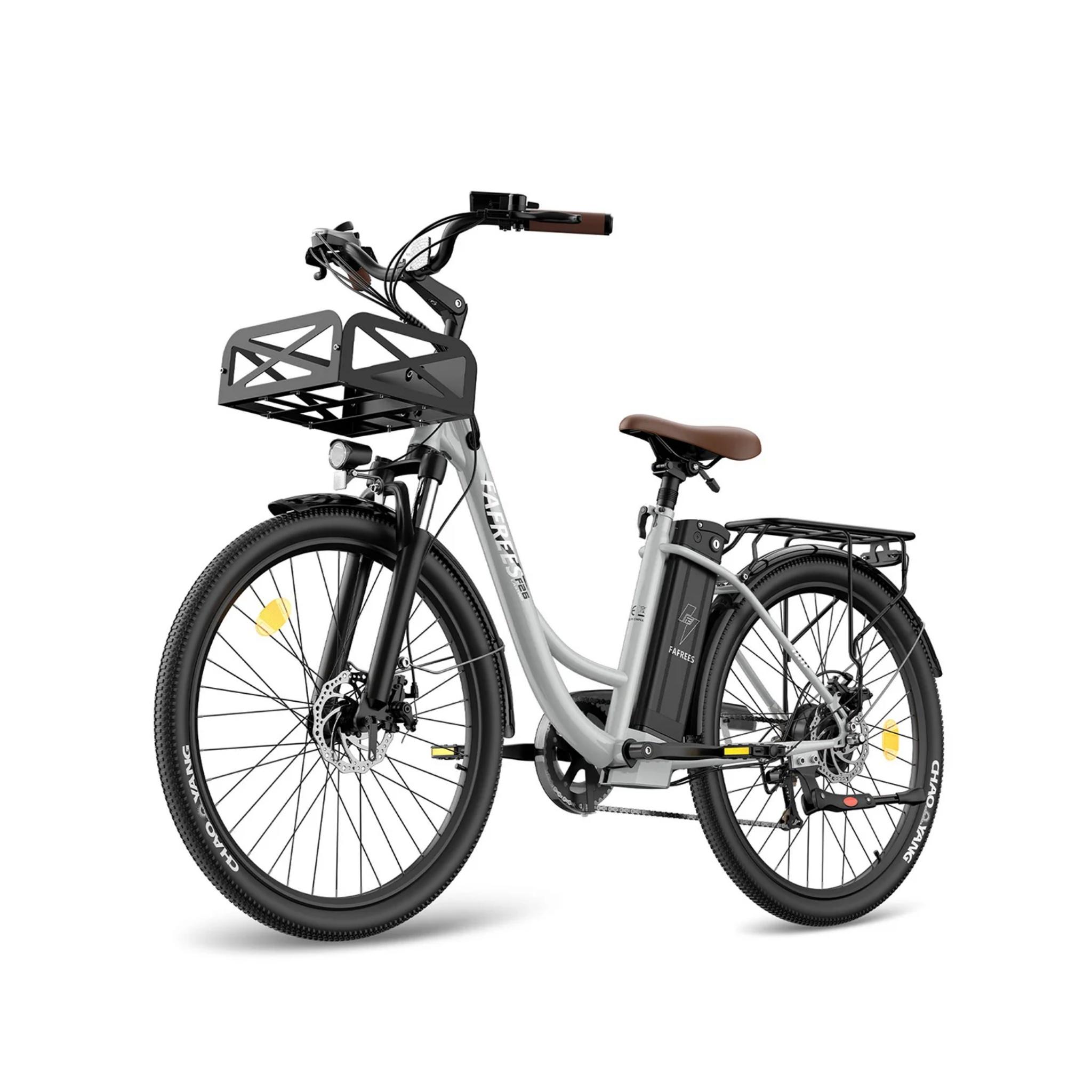Elektrisches Fahrrad FAFREES F26 Lasting - Motor 250W Akku 36V25Ah 26x1.95 Zoll Reifen Mechanische Scheibenbremsen - Grau