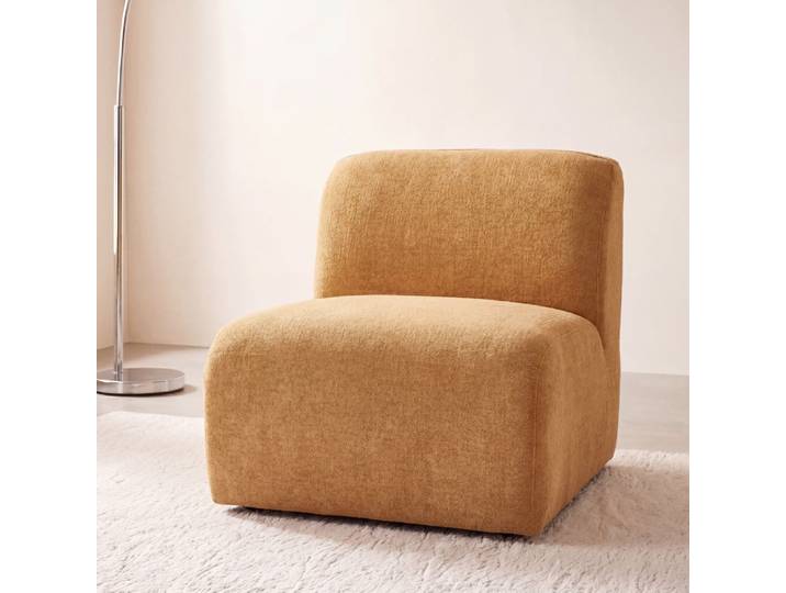 1-Sitzer-Chaiselongue für modulares Sofa, ockerfarben