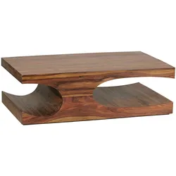COUCHTISCH Massivholz mit zwei Ablagefächern, handgefertigt und pflegeleicht, Braun 118x70x38 cm
