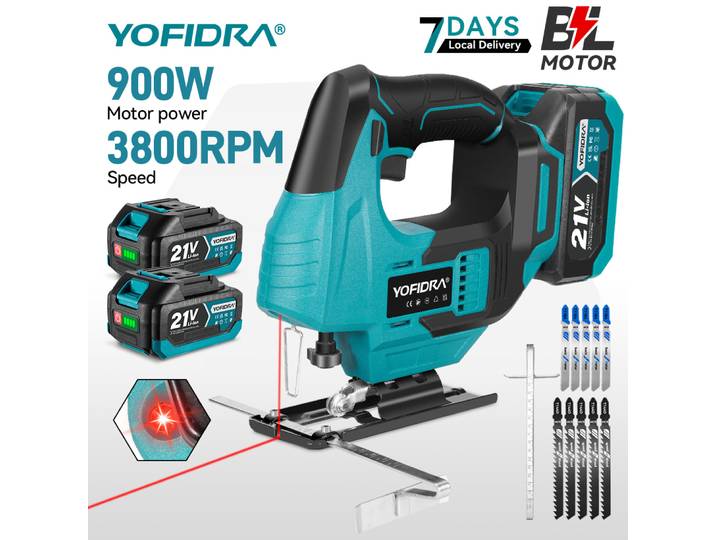 Scie sauteuse électrique sans balais 3800 tr/min, 12 lames, laser infrarouge, sans fil, pour travaux de menuiserie, compatible avec batterie Makita 18V
