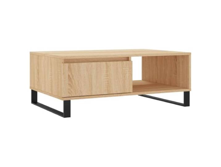 fsahslih Couchtisch Sonoma-Eiche 90x60x35 cm Wohnzimmertisch Holzwerkstoff Moderner Sofatisch fürs Wohnzimmer mit 2 offenen Fächern und stabilem Eisengestell. Leicht zu reinigende Oberfläche.