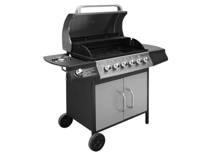 vidaXL Gasbarbecue 6+1 kookzone zwart en zilver