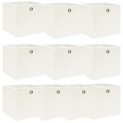 vidaXL Aufbewahrungsboxen 10 Stk. Weiß 32x32x32 cm Stoff