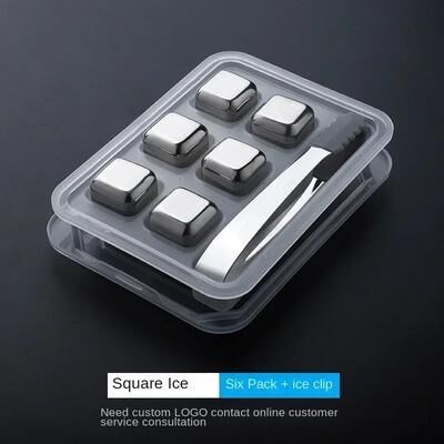 Inspired Living Arctic Chill 304 Stainless Steel Whiskey Stones Reusable Metal Ice Cubes Set 6pcs