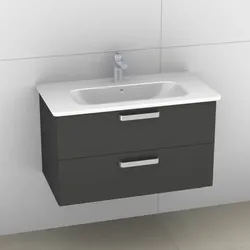Artiqua 412 Waschtischunterschrank für Softmood T0558, Anthrazit Hochglanz, 412-WU2L-I35-7015-51 412-WU2L-I35-7015-51