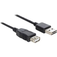 EASY-USB 2.0 Verlängerungskabel, USB-A Stecker > USB-A Buchse schwarz, 2 Meter, USB-A Stecker beidseitig verwendbar
