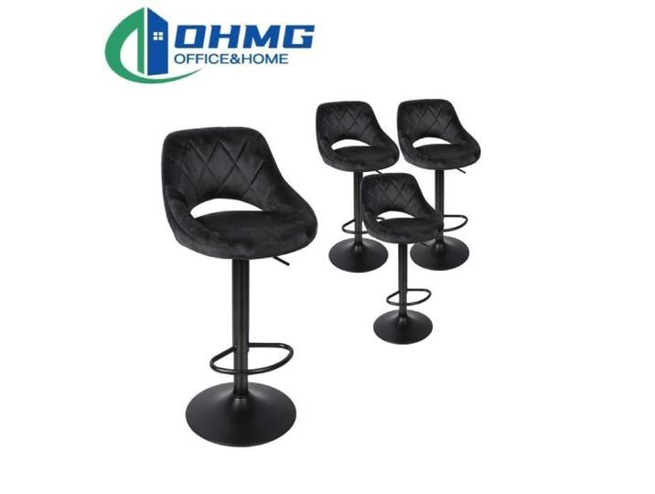 Tabouret de bar OHMG - Quatre(4) tabourets noirs - Réglable en hauteur