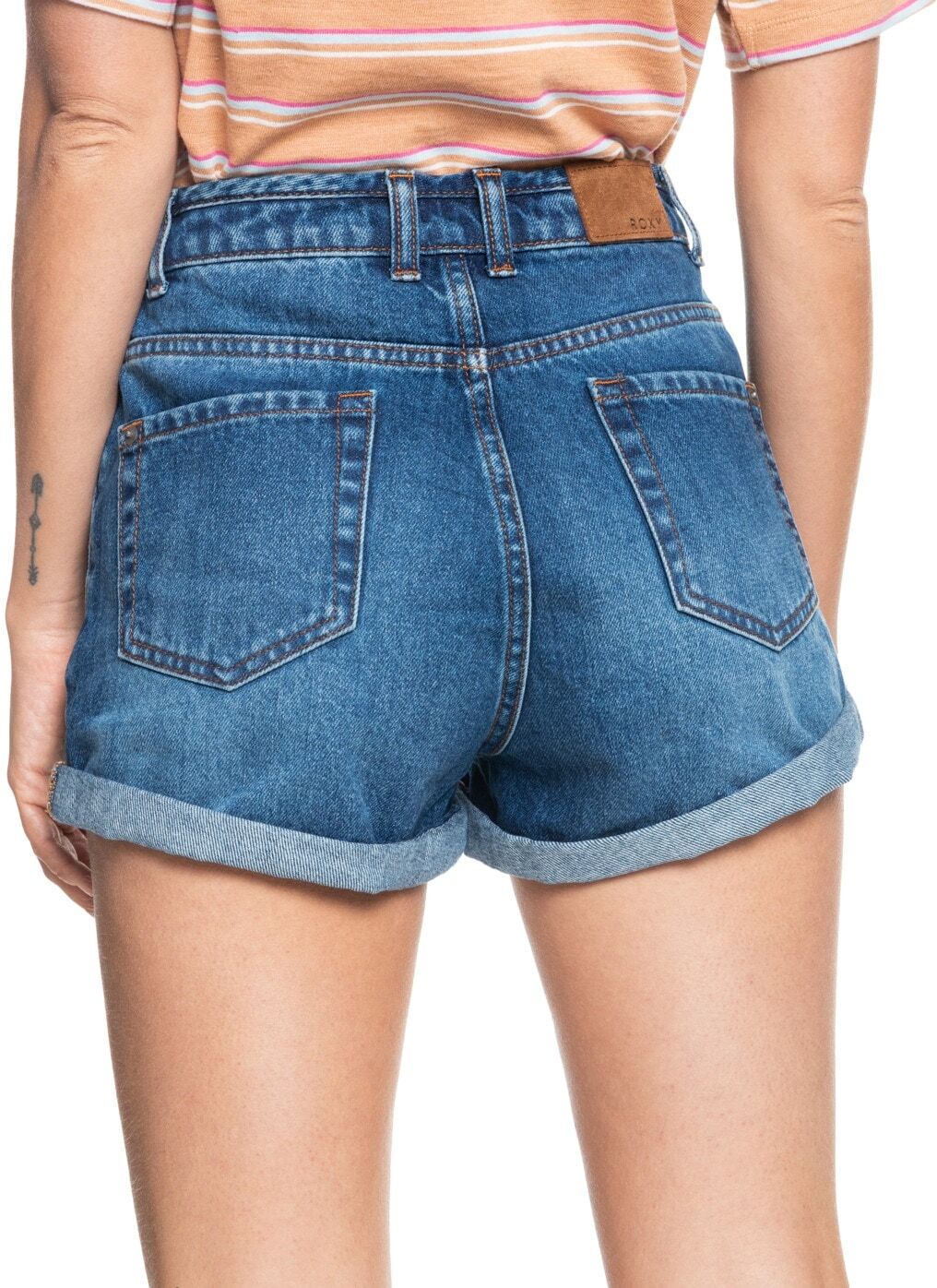 Shorts ROXY "Authentic Summer High", Damen, Gr. 31(XXL), Normalgrößen, blau (vintage medium blau), Obermaterial:100% Baumwolle., Hosen Shorts