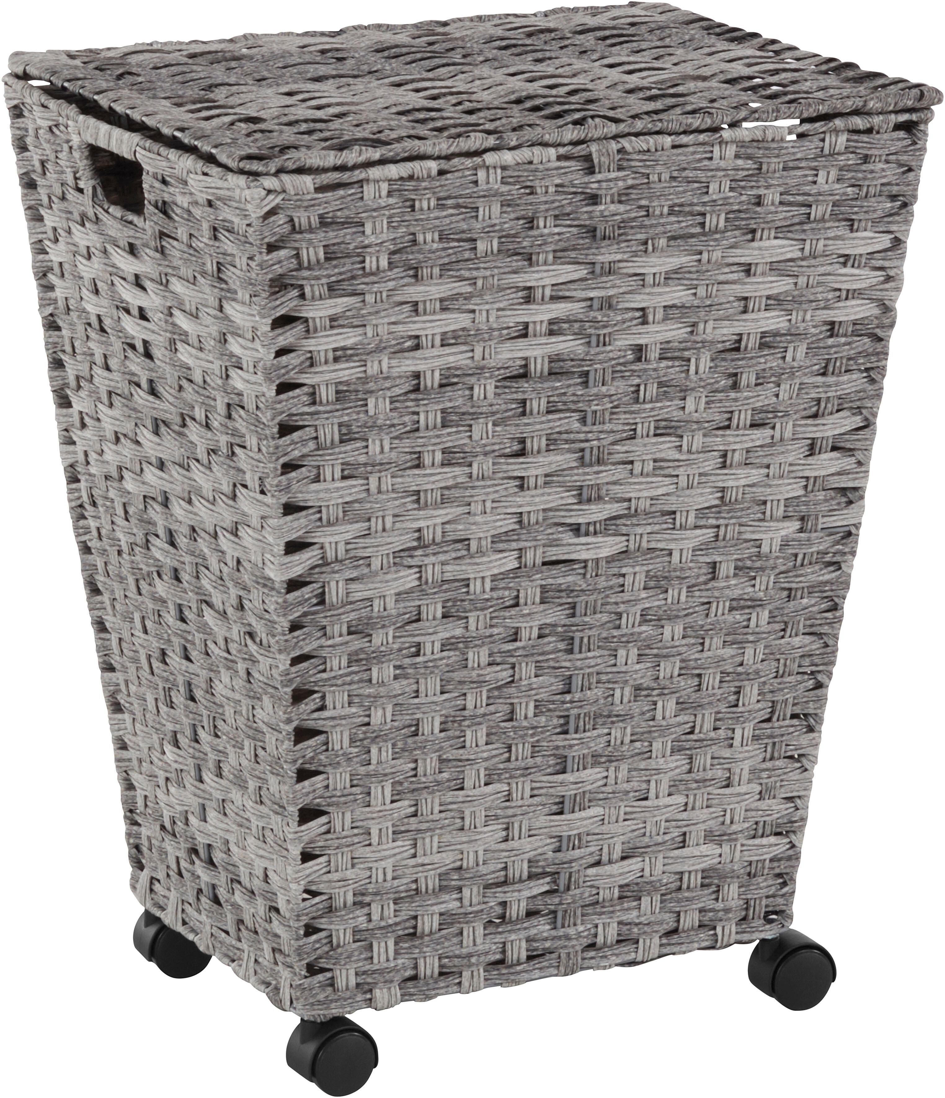 Wäschekorb LOCKER, grau, B:45cm H:57cm T:36cm, Polyrattan, Wäschesammler, Wäschekorb, Polyrattan, mit Rollen grau B/H/T: 45cm x 57cm x 36cm