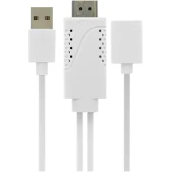 Avizar USB Kabel MHL weiblich zu HDMI männlich zu männlich HDTV Smartphone/Tablett (1.80 m), Videokabel, Weiss