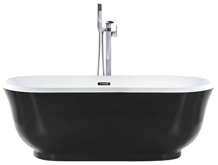 BELIANI Badewanne Schwarz 170 x 77 cm Acryl Freistehend Römischer Stil
