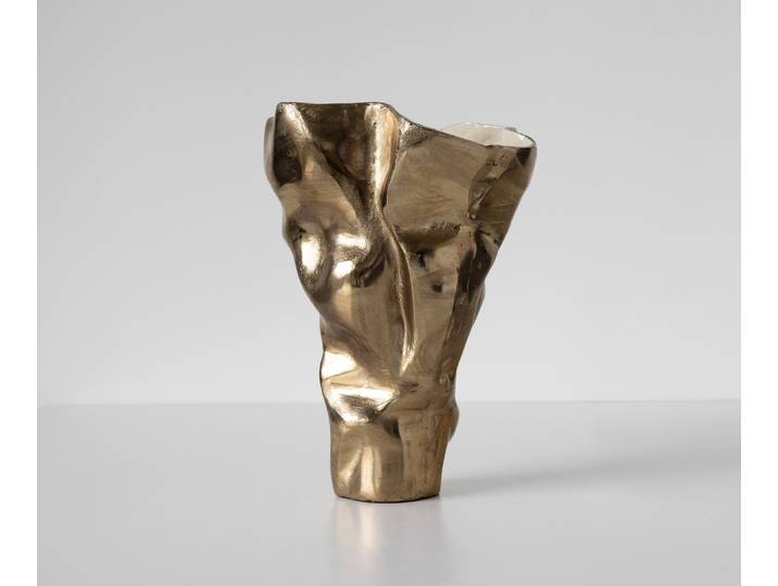 Vase Mimoro B28 x T24 x H38 cm Aluminium Champagner Ivory Handgemacht, Wohnaccessoires
