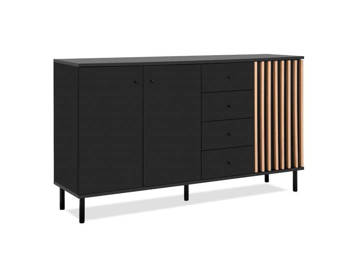 Finori Monza 51C Sideboard 160x90x40 cm Schwarz / Artisan Oak