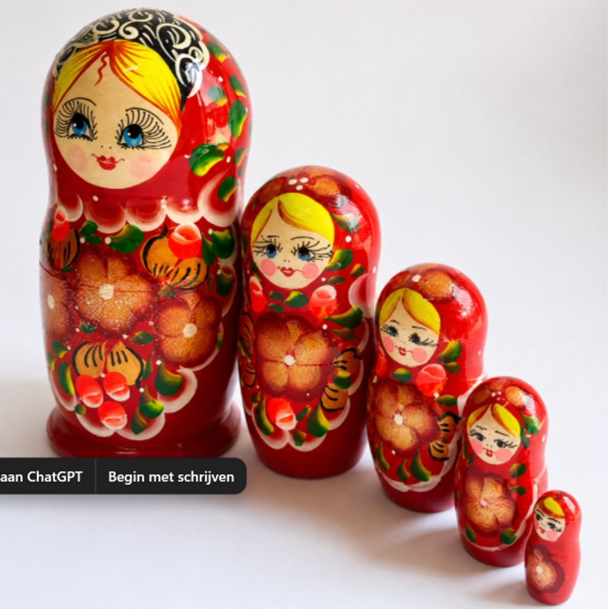 Handbeschilderde Russische Matroesjka poppen, 5-delig, Hoogte: 18 cm