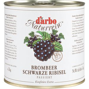 Darbo Marmelade Naturrein Extra, Brombeer Schwarze Ribisel, ohne Stücke & Kerne, vegan, 55% Fruchtgehalt, 3 kg