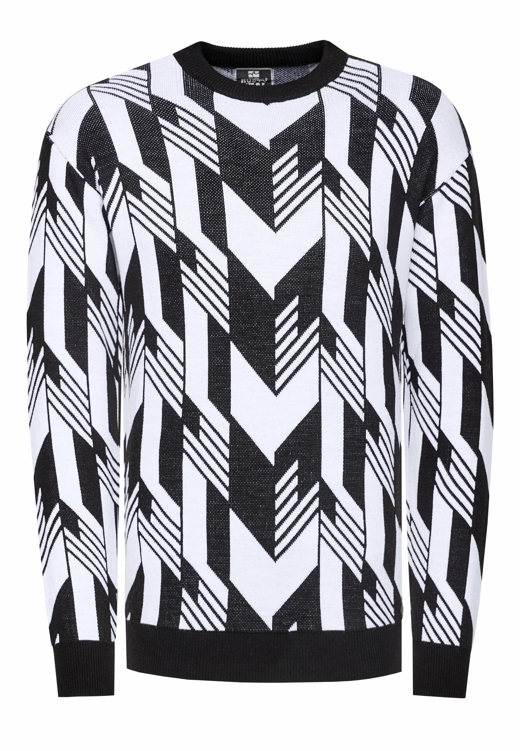 Kontrast Feinstrick Rundhals-Pullover