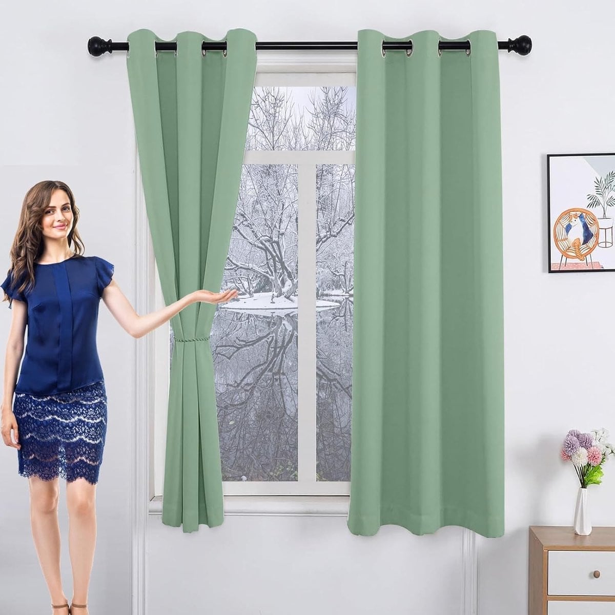 Mals Groen Blackout Gordijn met Ogen - Drievoudig Geweven Decoratie Gordijn - 200 x 200 cm