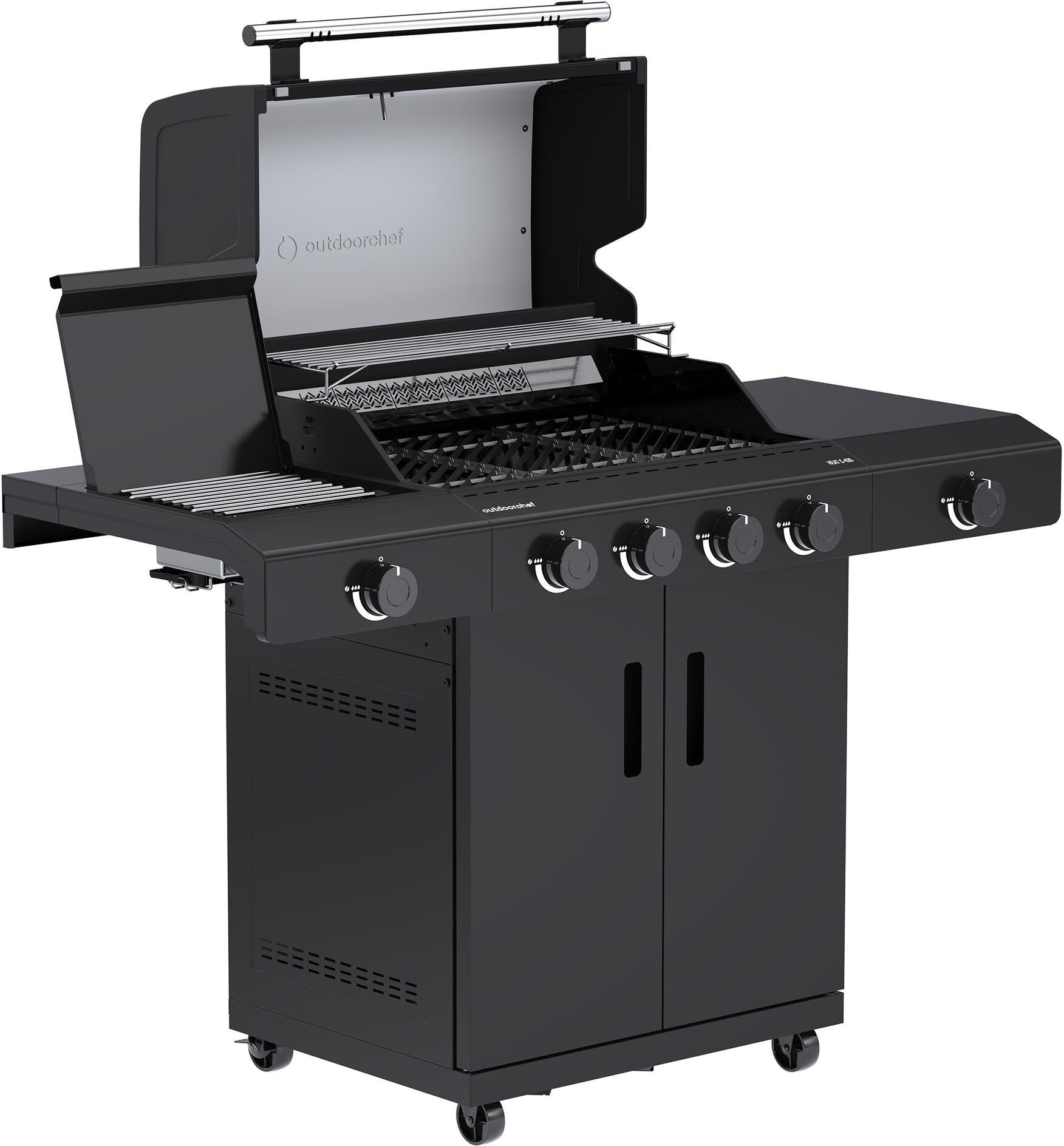 Gasgrill OUTDOORCHEF "Heat C-435 RB", schwarz, B:145cm H:119cm T:63cm, Grills, Gasgrill, Leistungsstarke 4-Brenner Grillstation schwarz B/H/T: 145cm x 63cm