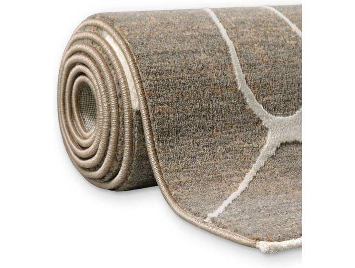 Teppich ESPRIT Elite , grau (beige grau), B:160cm H:15mm L:230cm, Oberfläche: 100% Polyester, Teppiche, Teppich, Kurzflor, Marmordesign, Hoch-Tief-Effekt, waschbar, Jute-Rücken