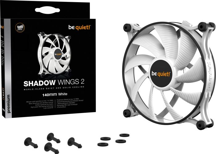 be quiet! Lüfter Shadow Wings 2 weiß - 140mm 900U/Min BL090