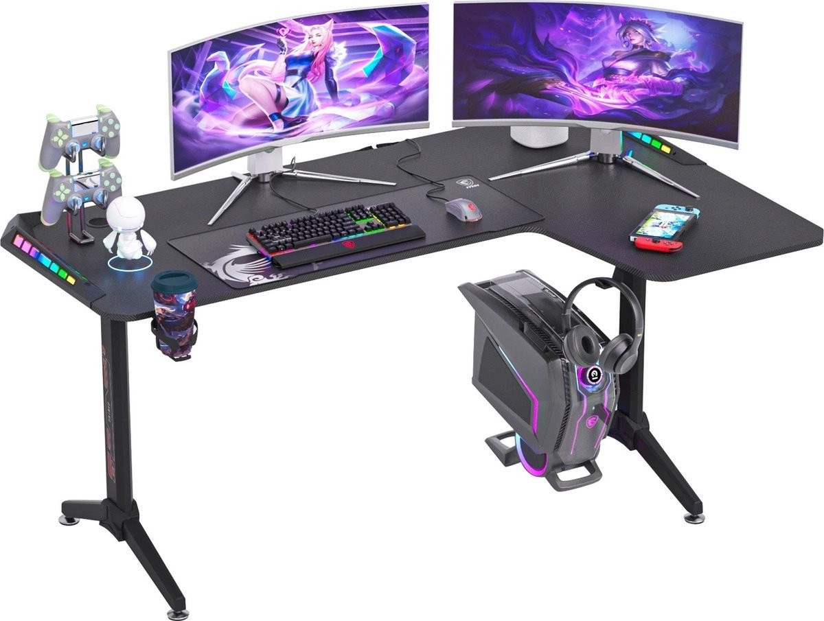 QPFO Hoekbureau met lades rechts, modern bureau met opbergruimte en bureau organizer