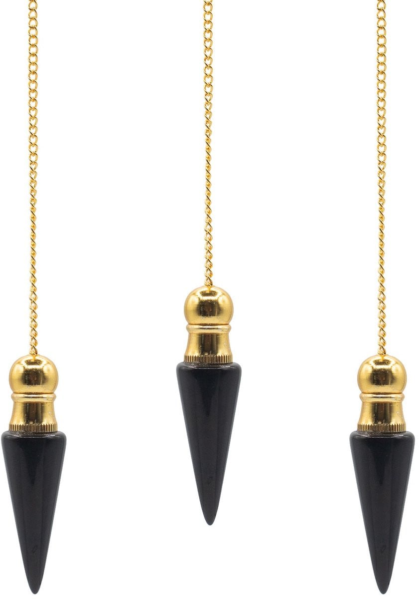 AW Gifts Secret Cavity Discovery of Truth Pendulum - Black Agate - Verguld