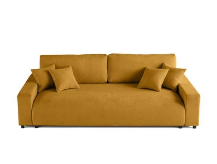 Lisa Design Pivoine - 3-sitzer Einzelsofa - Schlaffunktion und Bettkasten - aus Strukturiertem Samt Gelb