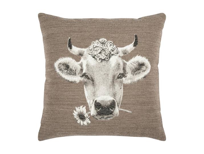 Kissenbezug PAD Moo 45 x 45 cm , grau, B:45cm L:45cm, Baumwolle, Polyester, Wolle, Viskose, Obermaterial: 55% Baumwolle, 40% Polyester, 3% Wolle, 2% Viskose, Kissenbezüge, Kissenbezug