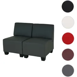 Modular 2-Sitzer Sofa Couch Lyon, Kunstleder ~ dunkelgrau, ohne Armlehnen