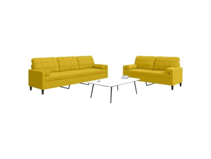 pokgdf 2-TLG. Samtsofa Gelb mit Nackenrollen Metallgestell, Dick gepolstert, Modernes Design, 2 Sitzer