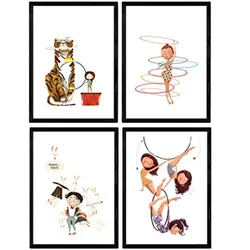 POSTER Set mit 4 Circus Leon Acobata Mago und contortionists A4 Rahmenlos