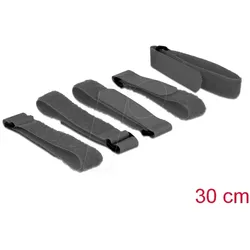 DELOCK 18704 - Klett-Kabelbinder mit Schlaufe, 300 mm, x 20 mm, 5 Stck, schwarz