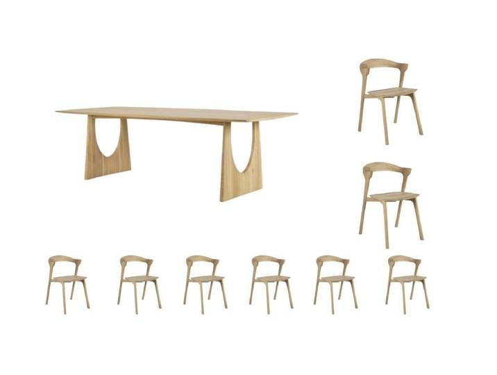 Ethnicraft Geometric Indoor Tisch mit 8 Bok Stühlen