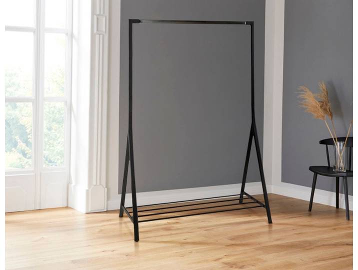 Garderobenständer ACTONA GROUP Bernhard , schwarz, B:117cm H:165cm T:59cm, Metall, Garderobenständer, Garderobenständer, aus schönem Metall, mit einer Ablagefläche, Breite 1170 cm