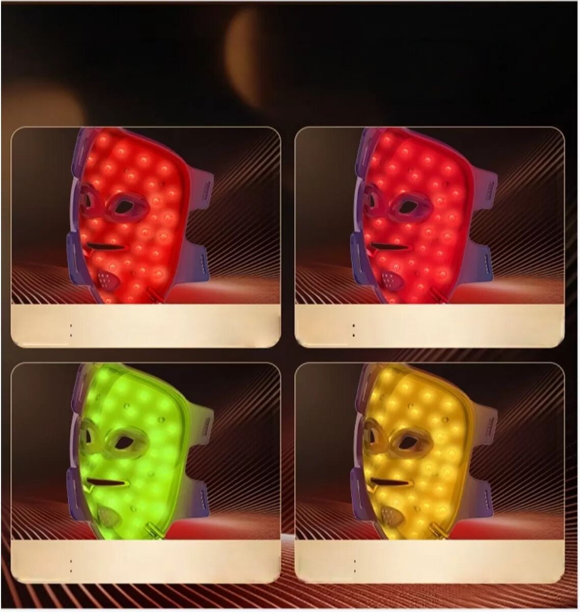 INF 4-Farben LED-Phototherapie Silikon-Gesichtsmaske für Hautverjüngung und Aufhellung zu Hause Weiß