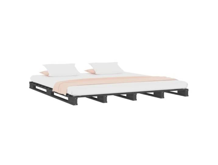 Lit de palette - AKOZON - 140x190 cm - Bois de pin massif - Couleur gris - 2 places
