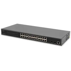 Digitus 24-Port Gigabit PoE Netzwerkswitch,19 Zoll, L2 managed, 2 Uplink Ports, SFP, 430 W, af/at