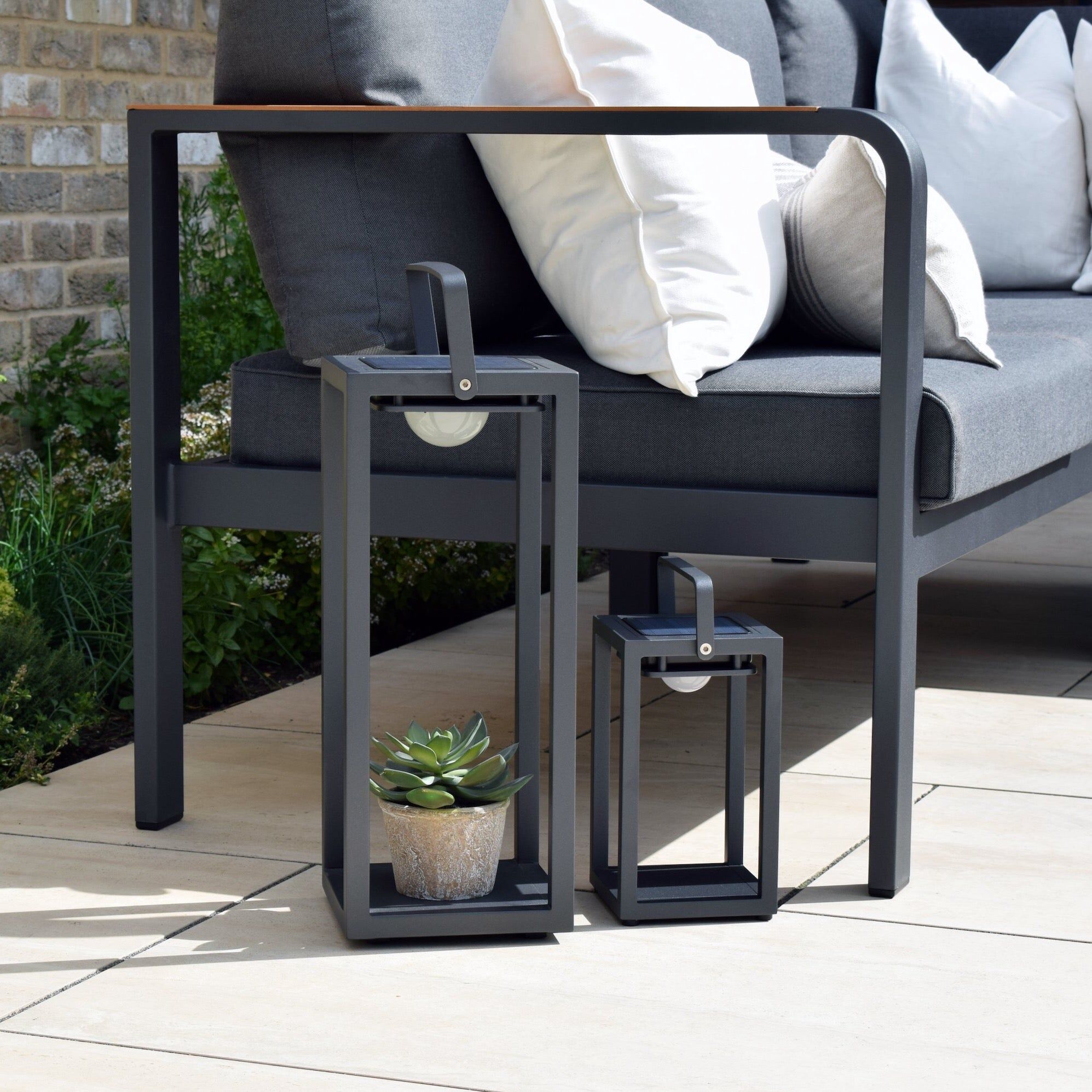 Harbour Lifestyle Luxor Large Floor Outdoor and Indoor Solar Lantern in Charcoal