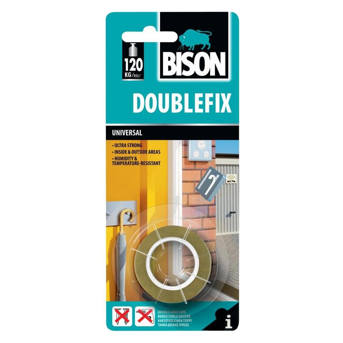 Bison Doublefix Universal-Klebeband - 1,5 m x 19 mm - Beige (19 mm) (42052338)