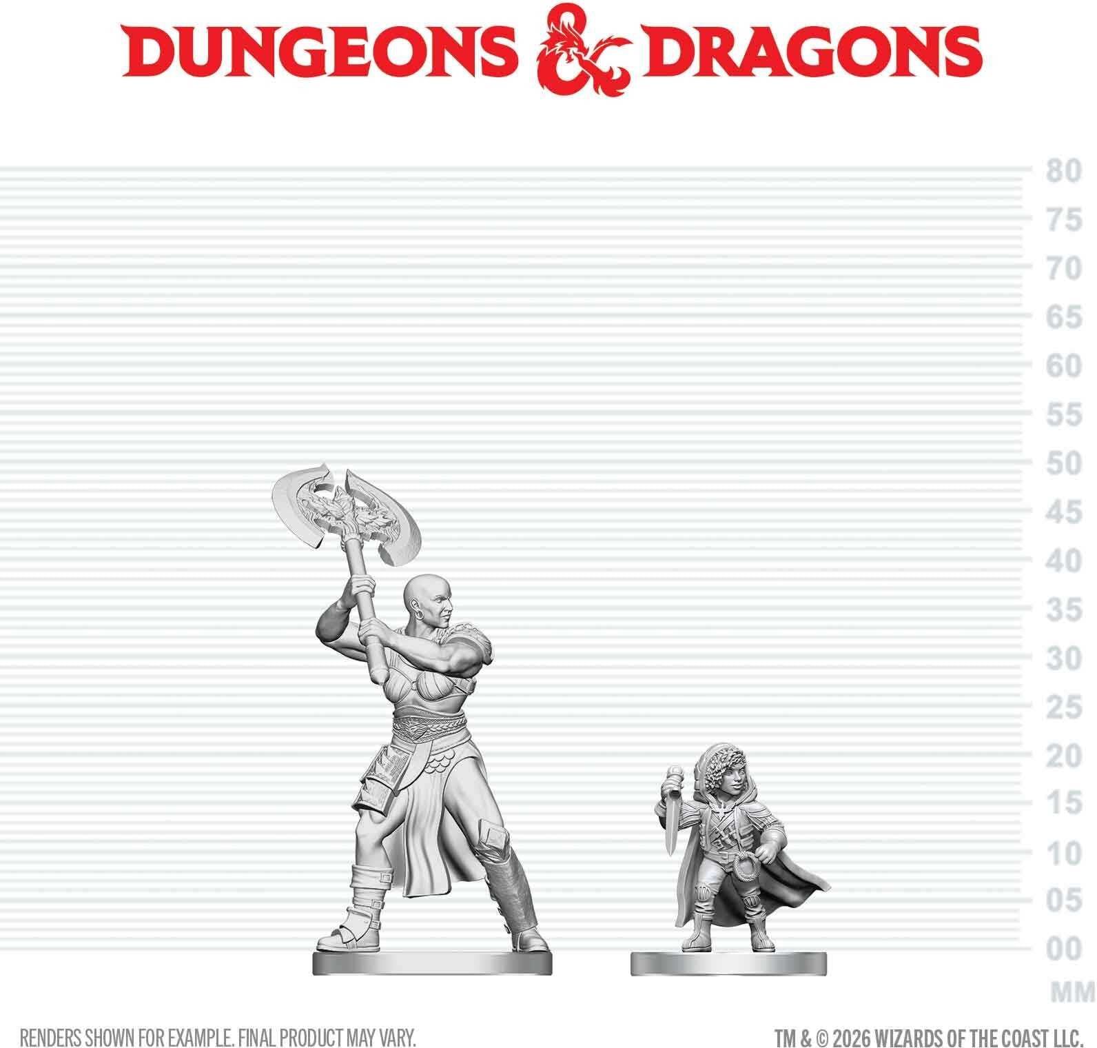 D;D Nolzur's Marvelous Unpainted Miniatures: Goliath Barbarian ; Halfling Rogue (W29) for Dungeons & Dragons, Wiz Kids LLC