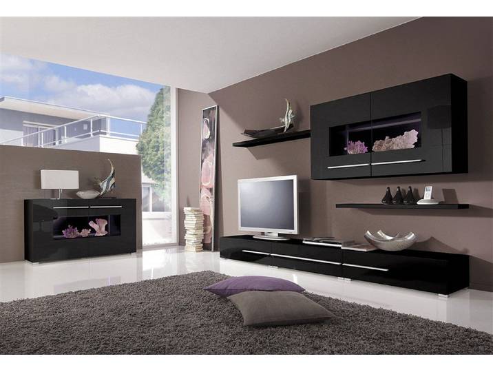 Wohnwand HÖLTKEMEYER Aqua , schwarz (schwarz, schwarz), Kastenmöbel-Sets, Wohnwand