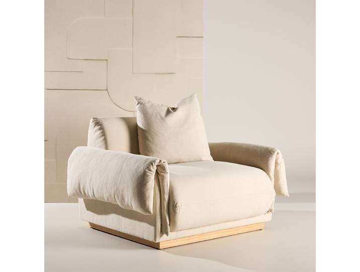 Sessel Mollösund Beige Webstoff 95 x 82 x 118cm